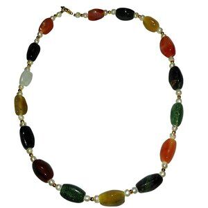 Vintage beggar beads freshwater pearls agate necklace